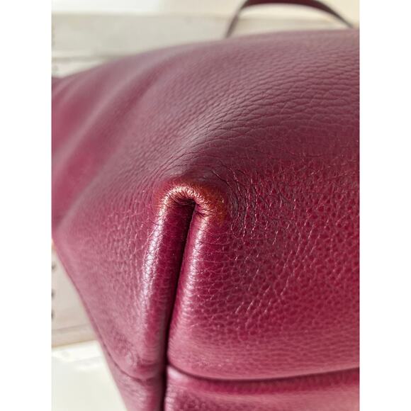 SALVATORE FERRAGAMO LARGE WINE PEBBLED LEATHER HANDBAG ASIS - Picture 8 of 16